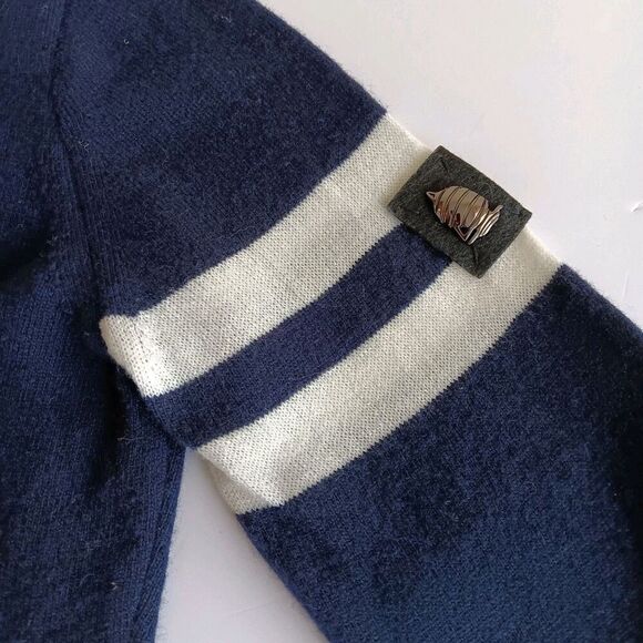 Marina Yachting Size S Navy Blue/Red White Button Front Wool Blend Cardigan - Picture 6 of 10